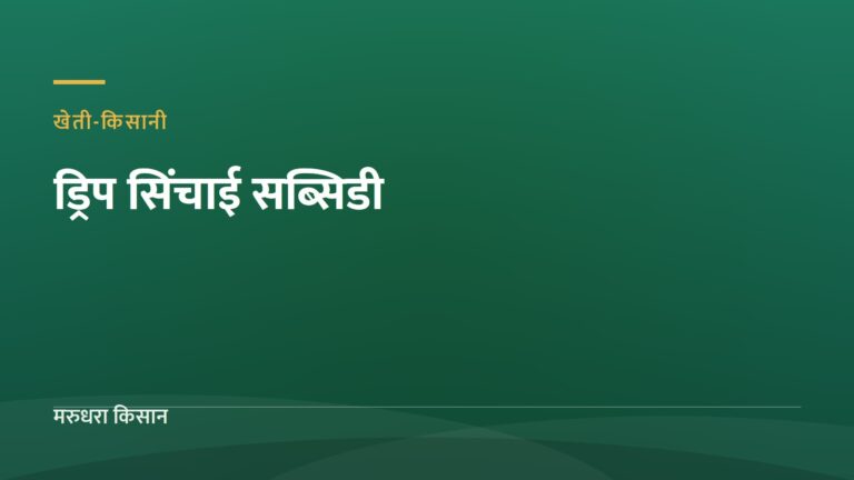 ड्रिप सिंचाई सब्सिडी — मरुधरा किसान